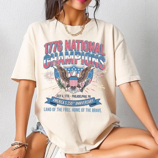 4th Of July 1776 National Champions Graphic T-Shirt, America 250th Anniversary Tee