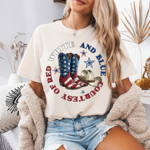 Patriotic Cowgirl Boots Shirt, Western USA Flag Tee, Toby Keith Red White Blue Country Shirt, 4th Of July Independence Day Gift
