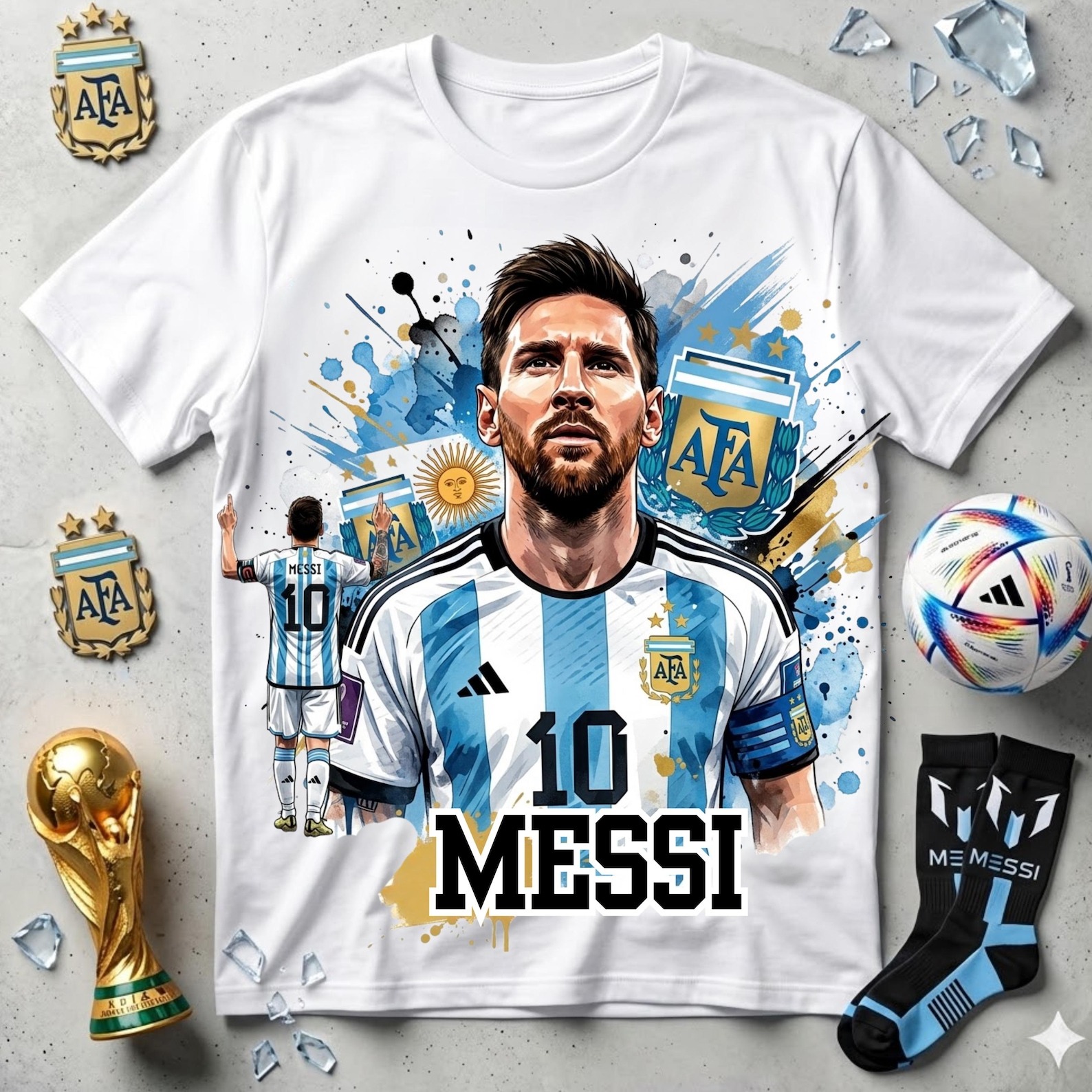 Messi Football T-Shirt Design, Argentina Soccer World Cup , Lionel Messi Sublimation ,Messi GOAT , World cup 2026 shirt