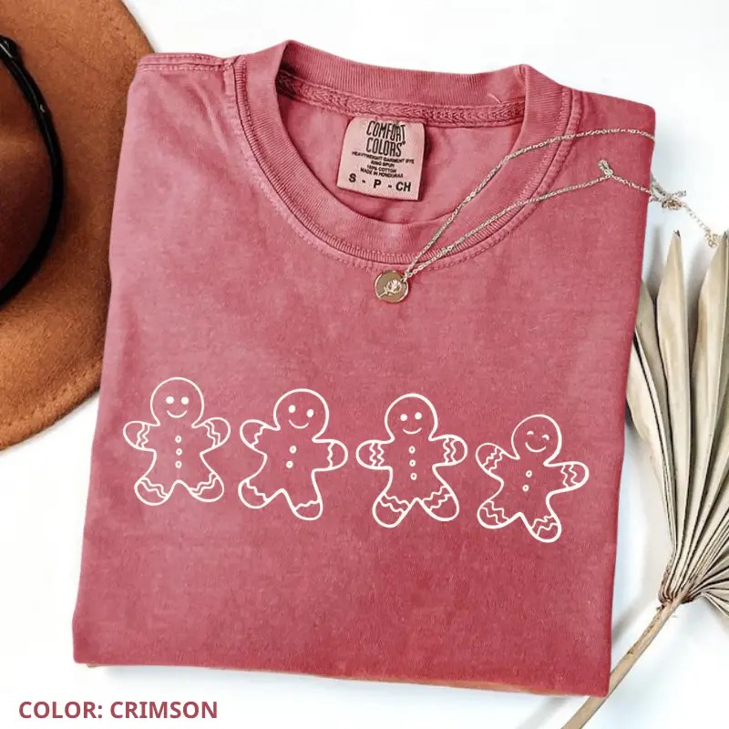 Christmas Gingerbread Cookies T-Shirt, Festive Holiday Outfit, Womens Xmas Graphic Tee